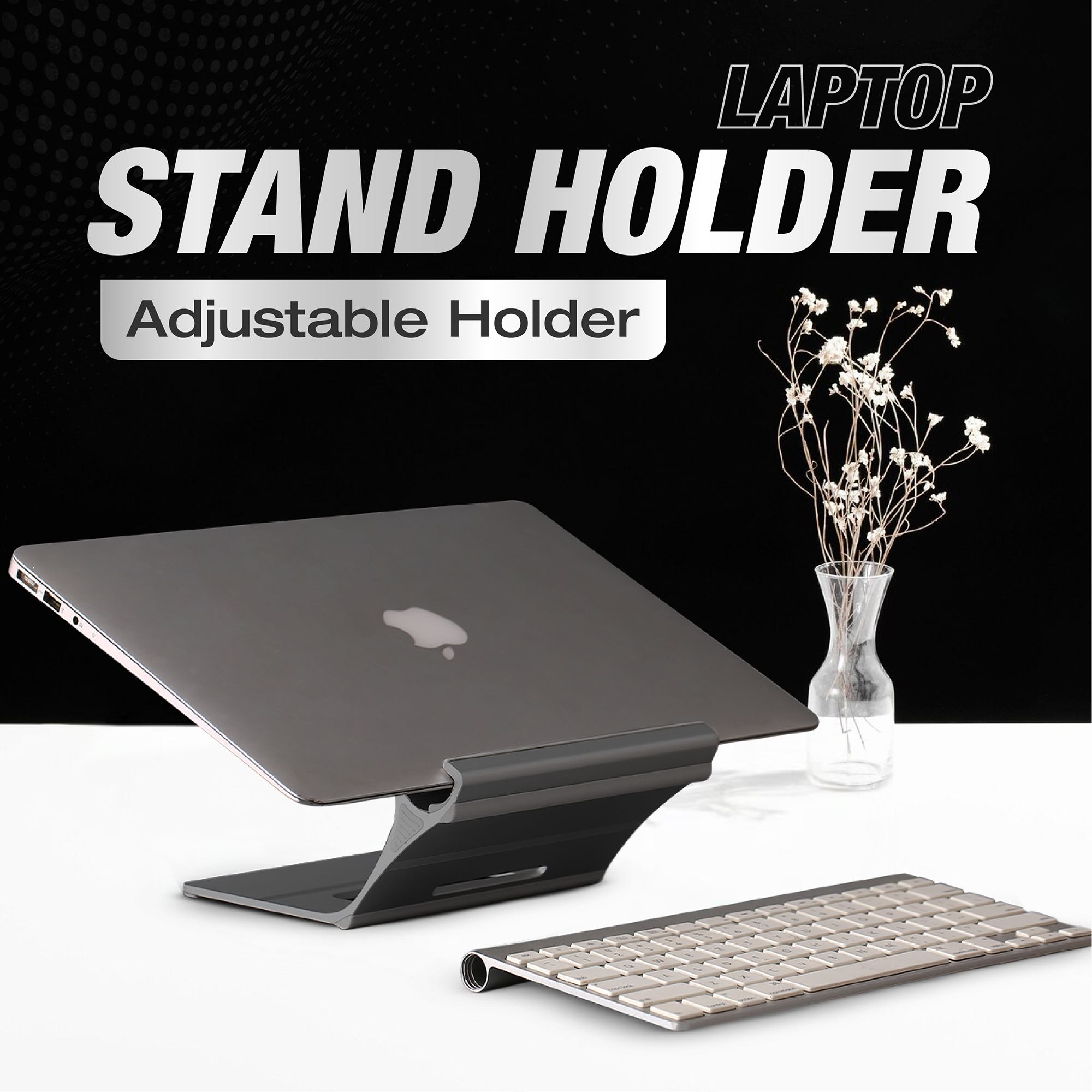 Elestoria Floating Laptop Stand for Desk | Ergonomic Laptop Stand & Portable Computer Stand | Fits MacBook and Laptops 13, 14, 15, 16, 17 inches | Grey