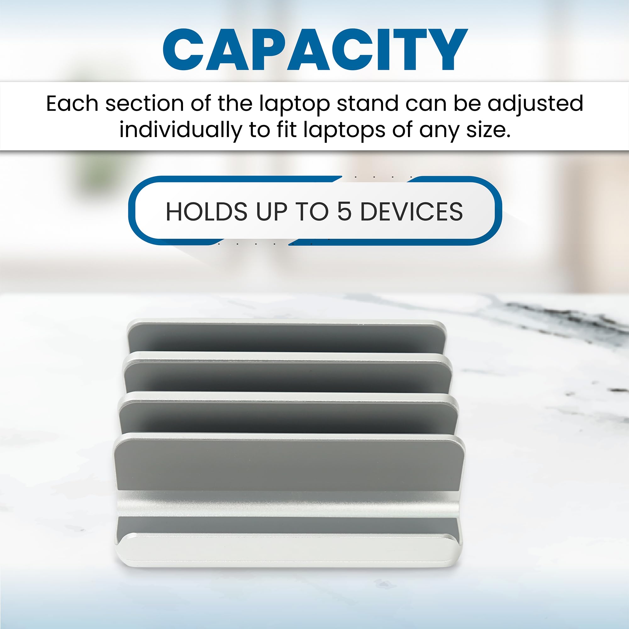 Multiple Laptop Holder Vertical - Silver