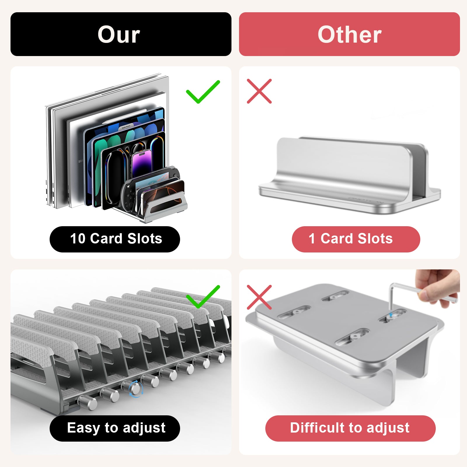 10 Slot Side-Adjust Stand